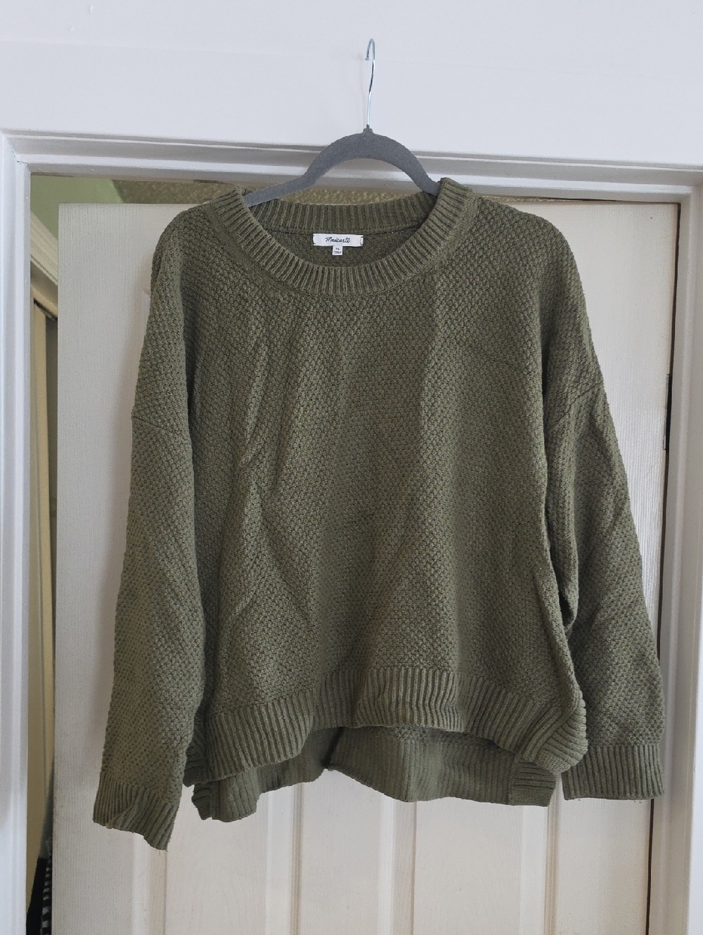 Madewell Olive Textured Crewneck Sweater